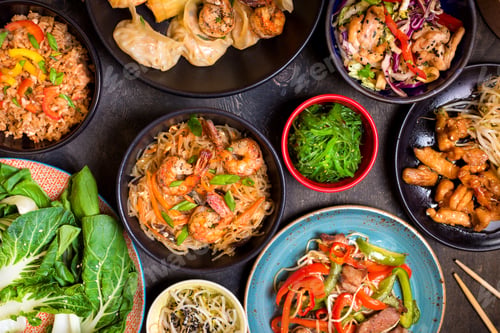 Preview: Delicious Assortment of Appetizing Asian Food Dishes