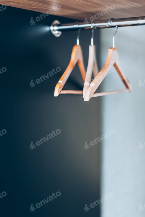 Preview: Clothes Hangers in Closet on Railing Inside