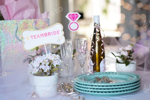 Preview: Table set up with decorations for bachelorette party