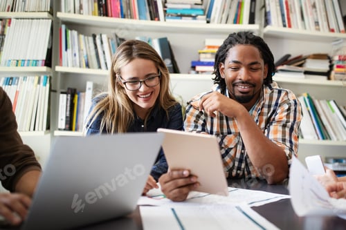 Preview: Successful group of designers, business people at work in office