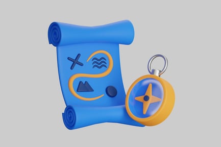 Preview: Blue scroll with yellow compass.