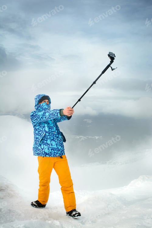 Preview: Selfie at the mountain using action camera