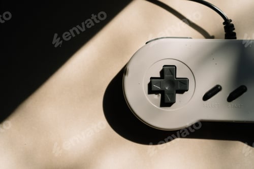 Preview: Vintage game controller on the floor in natural dramatic lighting