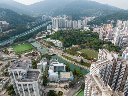 Preview: Taipo, Hong Kong 06 February 2022: Top view of Hong Kong residential district