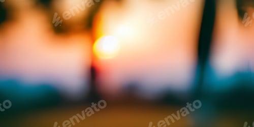 Preview: Blurred background of sunset or sunrise, bokeh template