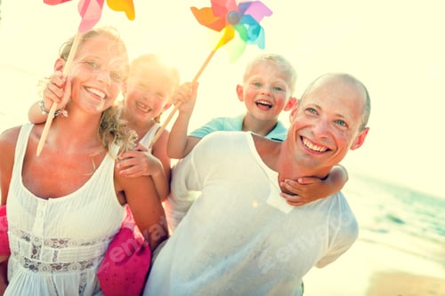 Preview: Beach Family Vacation Parent Children Relaxation Concept
