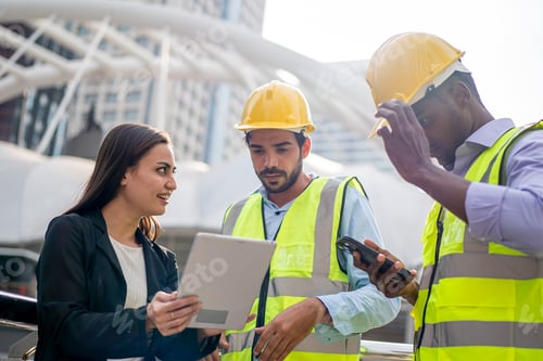Preview: Architect consult engineer on construction site