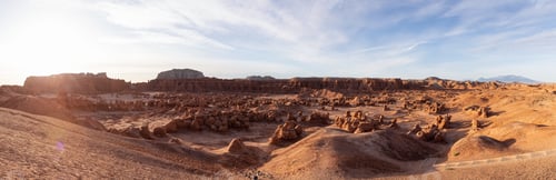Preview: Red Rock Formations in Desert at Sunny Sunrise. Spring Season.