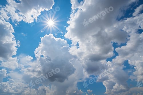 Preview: Deep blue sky and sun at day.