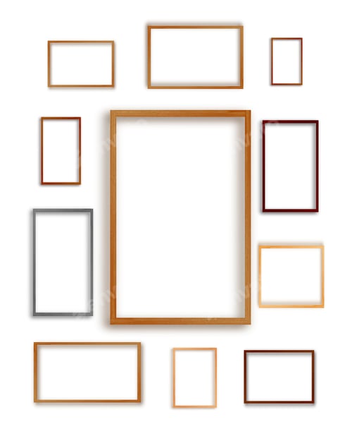 Preview: photo frame texture sets isolated on white background