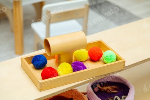 Preview: Close up of montessori pompom material