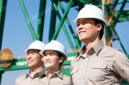 Preview: shipping industry workers looking in the distance
