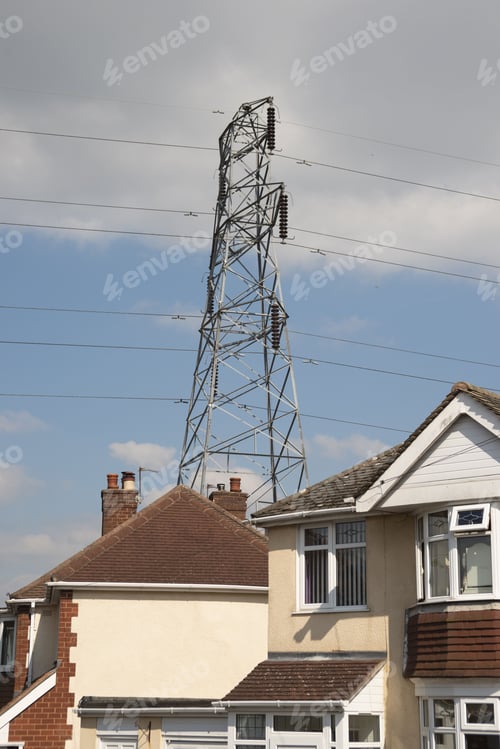 Preview: Electricity pylon adjacent to houses