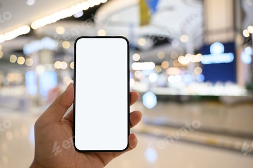Preview: Mobile app advertisement, People showing empty screen of smart phone