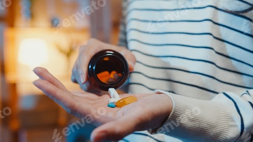 Preview: Girl taking medicine after doctor order.