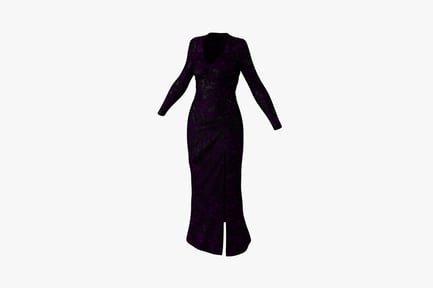 Preview: Long-sleeved v-neck gown with high slit
