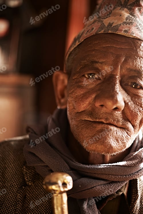 Preview: Portrait of senior man, Thamel, Kathmandu, Nepal
