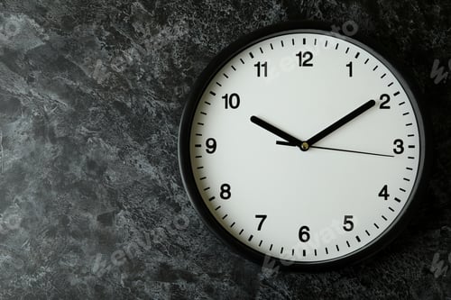 Preview: Standard black office clock on black smokey background