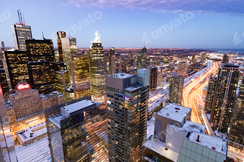 Preview: Toronto downtown highriser city view at dawn