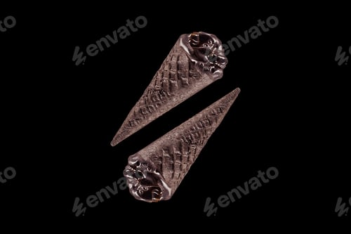 Preview: top view of two black ice cream isolated on black