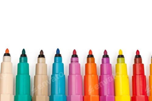 Preview: Colored markers isolated on white background. creative photo