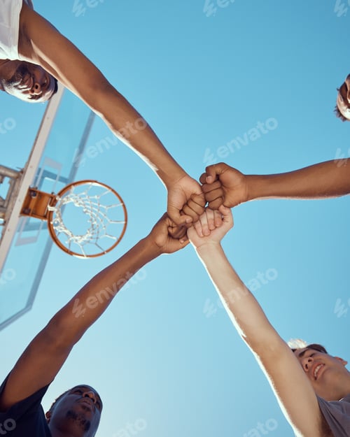 Preview: Diversity and hands of basketball sports teamwork in solidarity and collaboration to win game at ba