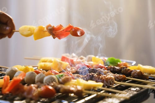 Vista previa: Meat on grill ,bbq party .