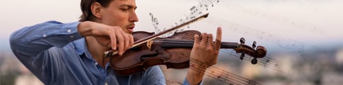 Preview: Linkedin banner with an inspired musician playing the violin