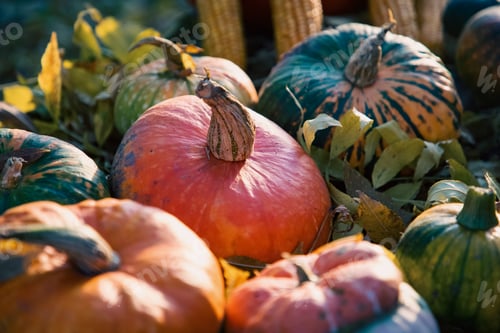 Preview: pumpkins in autumn Thanksgiving card