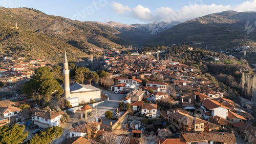 Preview: Architecture stone buildings, traditional Turkish village houses in touristic place Birgi, Izmir.