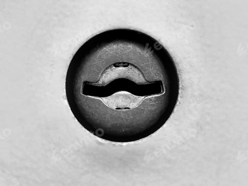 Preview: Mailbox Keyhole In Black And White - Close Up Photograph Of A Mailbox Key Hole.