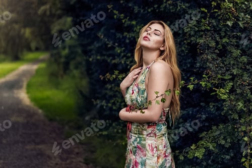 Preview: Portrait of Young woman Posing for New Year & Christmas