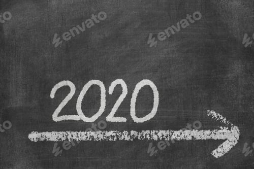 Preview: 2020 concept text handwritten on chalkboard.
