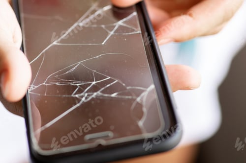Preview: Broken protective film on a smartphone display