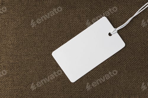 Preview: Blank White Tag on Brown Textured Background