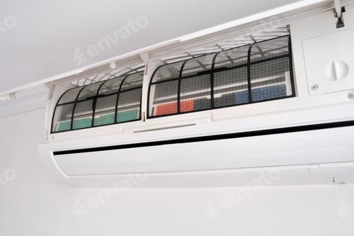 Preview: Modern air conditioner on white wall indoors
