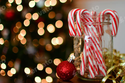 Preview: Christmas, candy canes, Christmas tree, present, gift, ornaments, decorations, decor, twinkle lights