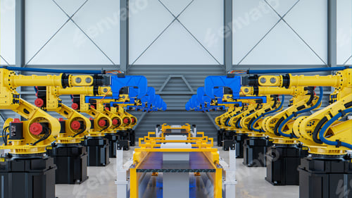 Preview: Welding robotic for automotive assembly in factory.