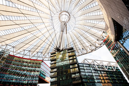 Preview: Central forum glass ceiling of Sony Centre, Potsdamer Platz, Berlin, Germany