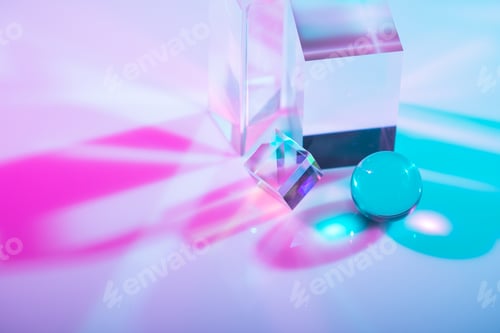 Preview: Glass crystal prism. Multicolor light effect