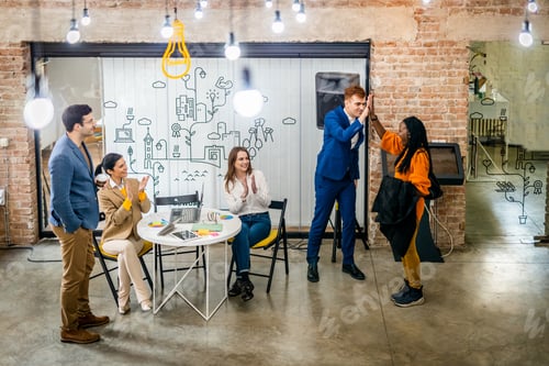 Business team working in a start-up office