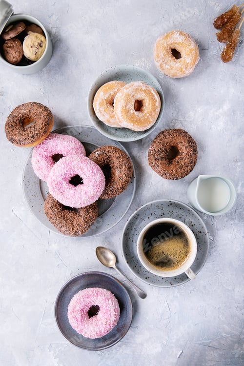 Preview: Sweet donuts with coffee
