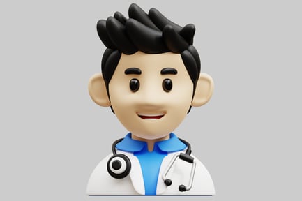 Aperçu: Un homme joyeux en blouse de laboratoire.