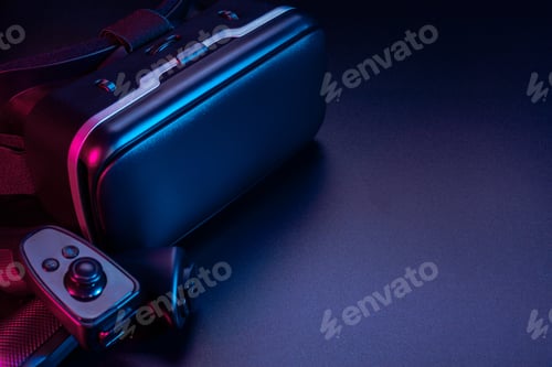 Preview: VR. Virtual Reality equipment on the table