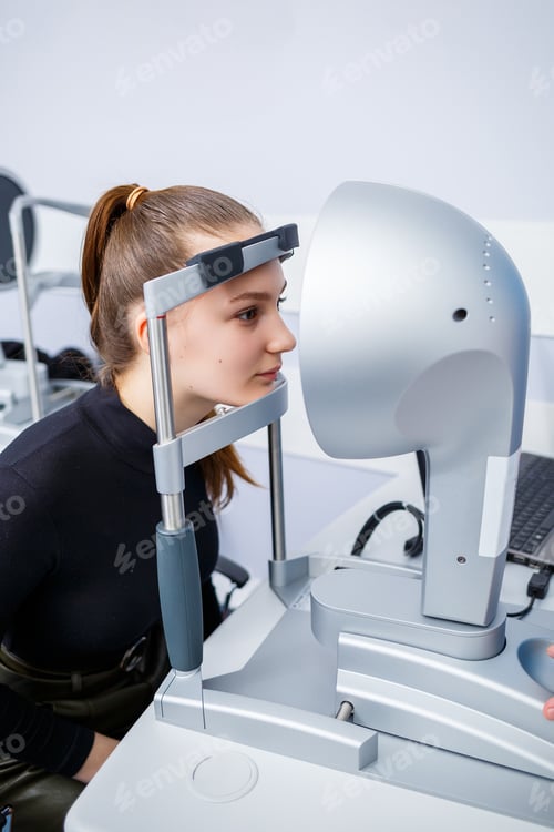 Preview: An optometrist at his clinic studies vision. Ophthalmology, medical diagnostics.