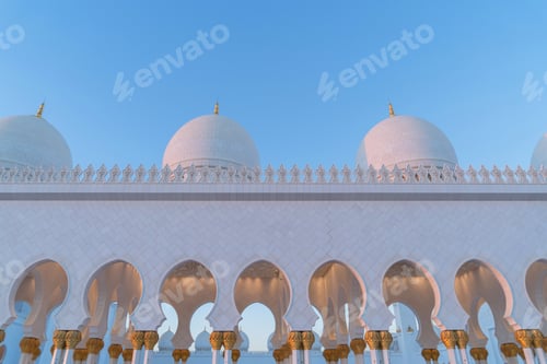 Preview: Sheikh Zayed Grand Mosque Center, Abu Dhabi in United Arab Emirates or UAE. Muslim building.