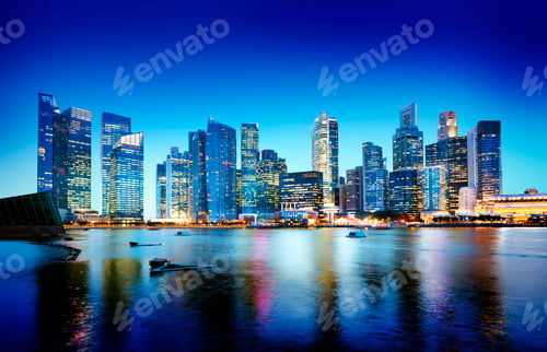 Preview: Cityscape Singapore Panoramic Night Concept