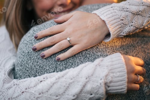 Preview: Loving Couple Engagement Ring on Woman's Finger
