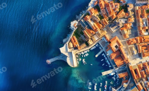 Preview: Dubrovnik, Croatia. Aerial view on the old town. Vacation and adventure.