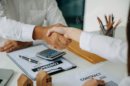 Preview: Signing a contract. Client and broker agent, lease agreement, successful deal and Young business